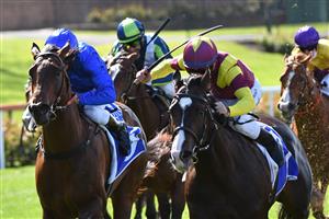 MELBOURNE, AUSTRALIA - SEPTEMBER 04: Rhys McLeod riding Mynumerouno winning Race 3, the Inglis 2022 Yearling Sales Series Plate, during Melbourne Racing at Moonee Valley Racecourse on September 04, 2021 in Melbourne, Australia. (Photo by Vince Caligiuri/Getty Images)
