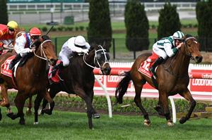 MELBOURNE, AUSTRALIA - SEPTEMBER 04: Carleen Hefel riding Don't Doubt Dory winning Race 9, the Ladbroke It! Handicap, during Melbourne Racing at Moonee Valley Racecourse on September 04, 2021. (Getty)