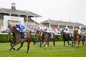 DONCASTER, ENGLAND - SEPTEMBER 09: Dane O'Neill riding Allayaali win The British Stallion Studs EBF 'Carrie Red' Fillies' Nursery at Doncaster Racecourse on September 09, 2021 in Doncaster, England. (Photo by Alan Crowhurst/Getty Images)