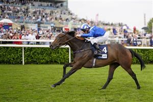 DONCASTER, ENGLAND - SEPTEMBER 09: Dane O'Neill riding Allayaali win The British Stallion Studs EBF 'Carrie Red' Fillies' Nursery at Doncaster Racecourse on September 09, 2021 in Doncaster, England. (Photo by Alan Crowhurst/Getty Images)