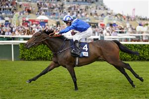 DONCASTER, ENGLAND - SEPTEMBER 09: Dane O'Neill riding Allayaali win The British Stallion Studs EBF 'Carrie Red' Fillies' Nursery at Doncaster Racecourse on September 09, 2021 in Doncaster, England. (Photo by Alan Crowhurst/Getty Images)