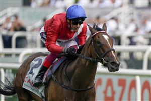 DONCASTER, ENGLAND - SEPTEMBER 09: Frankie Dettori riding Inspiral win The Cazoo May Hill Stakes at Doncaster Racecourse on September 09, 2021 in Doncaster, England. (Photo by Alan Crowhurst/Getty Images)