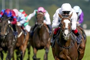 DONCASTER, ENGLAND - SEPTEMBER 09: Frankie Dettori riding Free Wind win The Hippo Pro3 Park Hill Fillies' Stakes at Doncaster Racecourse on September 09, 2021 in Doncaster, England. (Photo by Alan Crowhurst/Getty Images)