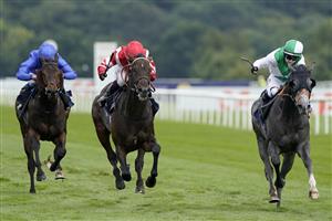 DONCASTER, ENGLAND - SEPTEMBER 11: Hollie Doyle riding Desert Angel (R) win The Vertem Nursery at Doncaster Racecourse on September 11, 2021 in Doncaster, England. (Photo by Alan Crowhurst/Getty Images)