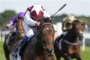 DONCASTER, ENGLAND - SEPTEMBER 11: William Buick riding Glorious Journey (maroon) win The Cazoo Park Stakes at Doncaster Racecourse on September 11, 2021 in Doncaster, England. (Photo by Alan Crowhurst/Getty Images)