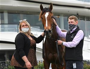 MELBOURNE, AUSTRALIA - SEPTEMBER 11: Trainer Maddie Raymond after Turaath after winning race 6, the Furphy Let's Elope Stakes, during Melbourne Racing at Flemington Racecourse on September 11, 2021 in Melbourne, Australia. (Getty)