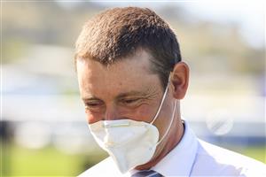 KEMBLA GRANGE, AUSTRALIA - SEPTEMBER 11: Trainer James Ponsonby smiles after winning race 1 the Tab Highway Class 3 Handicap on Philipsburg during Sydney Racing at Kembla Grange Racecourse on September 11, 2021 in Kembla Grange, Australia. (Photo by Mark Evans/Getty Images)