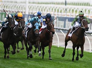 MELBOURNE, AUSTRALIA - SEPTEMBER 11: Brett Prebble riding Incentivise defeats Jye McNeil riding Mo'unga in the Makybe Diva Stakes, during Melbourne Racing at Flemington Racecourse on September 11, 2021 in Melbourne, Australia. (Getty)