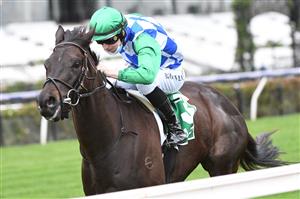 MELBOURNE, AUSTRALIA - SEPTEMBER 11: Damian Lane riding Tooradin winning Race 1, the Tab Long May We Play Plate, during Melbourne Racing at Flemington Racecourse on September 11, 2021 in Melbourne, Australia. (Photo by Vince Caligiuri/Getty Images)