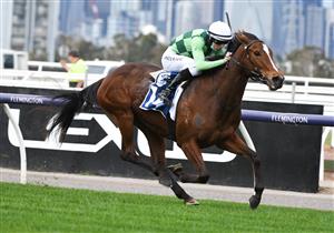 MELBOURNE, AUSTRALIA - SEPTEMBER 11: Damian Lane riding Turaath winning race 6, the Furphy Let's Elope Stakes, during Melbourne Racing at Flemington Racecourse on September 11, 2021 in Melbourne, Australia. (Getty)