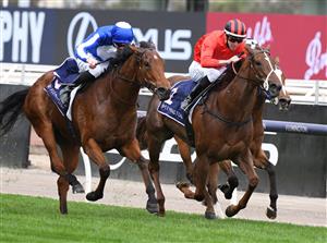 MELBOURNE, AUSTRALIA - SEPTEMBER 11: Jye McNeil riding Crystal Bound winning Race 4, the Cap D'Antibes Stakes, during Melbourne Racing at Flemington Racecourse on September 11, 2021 in Melbourne, Australia. (Getty)