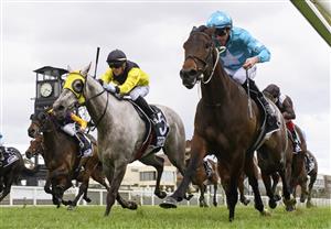 MELBOURNE, AUSTRALIA - SEPTEMBER 18: John Allen riding Annavisto winning race 6, the 4cyte For Living Legends Handicap, during Melbourne Racing at Caulfield Racecourse on September 18, 2021 in Melbourne, Australia. (Photo by Vince Caligiuri/Getty Images)