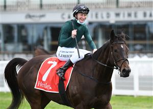 MELBOURNE, AUSTRALIA - SEPTEMBER 18: Linda Meech riding He's A Balter wins Race 2, the Henley Homes for RPC Hcp during Melbourne Racing at Caulfield Racecourse on September 18, 2021 in Melbourne, Australia. (Getty Images)