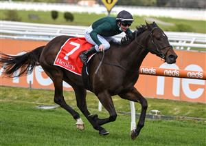 MELBOURNE, AUSTRALIA - SEPTEMBER 18: Linda Meech riding He's A Balter wins Race 2, the Henley Homes for RPC Hcp during Melbourne Racing at Caulfield Racecourse on September 18, 2021 in Melbourne, Australia. (Getty Images)
