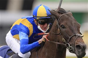 SYDNEY, AUSTRALIA - SEPTEMBER 18: Nash Rawiller on Kiss The Bride wins race 2 the Peachester Lodge Shoot Out Mile during Sydney Racing at Royal Randwick Racecourse on September 18, 2021 in Sydney, Australia. (Photo by Mark Evans/Getty Images)