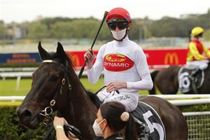 SYDNEY, AUSTRALIA - SEPTEMBER 18: Nash Rawiller on High Supremacy returns to scale after winning race 4 the Agency Handicap during Sydney Racing at Royal Randwick Racecourse on September 18, 2021 in Sydney, Australia. (Photo by Mark Evans/Getty Images)