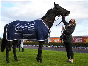MELBOURNE, AUSTRALIA - SEPTEMBER 18: Nonconformist after winning Race 7, the Catanach's Jewellers MRC Foundation Cup during Melbourne Racing at Caulfield Racecourse on September 18, 2021 in Melbourne, Australia. (Getty)