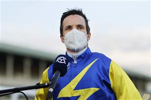 SYDNEY, AUSTRALIA - SEPTEMBER 18: Tim Clark on Triple Ace returns to scale after winning race 10 the Heineken Handicap during Sydney Racing at Royal Randwick Racecourse on September 18, 2021 in Sydney, Australia. (Photo by Mark Evans/Getty Images)