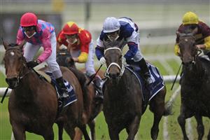 SYDNEY, AUSTRALIA - SEPTEMBER 18: Tim Clark on Atishu (white cap), wins race 5 the Bill Ritchie Handicap during Sydney Racing at Royal Randwick Racecourse on September 18, 2021 in Sydney, Australia. (Photo by Mark Evans/Getty Images)
