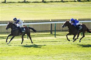 NEWMARKET, ENGLAND - SEPTEMBER 24: Shane Foley riding Forbearance win The Unibet Princess Royal Stakes at Newmarket Racecourse on September 24, 2021 in Newmarket, England. (Photo by Alan Crowhurst/Getty Images)
