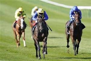 NEWMARKET, ENGLAND - SEPTEMBER 24: Frankie Dettori riding Spinaround win The Try Our New Super Boosts At Unibet British EBF Maiden Stakes at Newmarket Racecourse on September 24, 2021 in Newmarket, England. (Photo by Alan Crowhurst/Getty Images)
