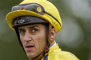 NEWMARKET, ENGLAND - SEPTEMBER 25: Christophe Soumillon after riding Perfect Power to win The Juddmonte Middle Park Stakes at Newmarket Racecourse on September 25, 2021 in Newmarket, England. (Photo by Alan Crowhurst/Getty Images)