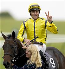 NEWMARKET, ENGLAND - SEPTEMBER 25: Christophe Soumillon after riding Perfect Power to win The Juddmonte Middle Park Stakes at Newmarket Racecourse on September 25, 2021 in Newmarket, England. (Photo by Alan Crowhurst/Getty Images)
