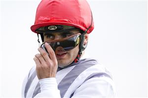 NEWMARKET, ENGLAND - SEPTEMBER 25: Andrea Atzeni poses at Newmarket Racecourse on September 25, 2021 in Newmarket, England. (Photo by Alan Crowhurst/Getty Images)