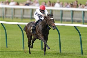 NEWMARKET, ENGLAND - SEPTEMBER 25: Andrea Atzeni riding Miss Carol Ann win The Blandford Bloodstock Maiden Fillies' Stakes at Newmarket Racecourse on September 25, 2021 in Newmarket, England. (Photo by Alan Crowhurst/Getty Images)