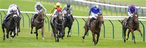 NEWMARKET, ENGLAND - SEPTEMBER 25: Ryan Moore riding Tenebrism (R) win The Juddmonte Cheveley Park Stakes at Newmarket Racecourse on September 25, 2021 in Newmarket, England. (Photo by Alan Crowhurst/Getty Images)