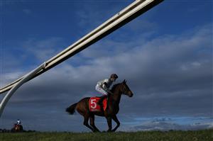 MELBOURNE, AUSTRALIA - SEPTEMBER 25: Fred Kersley riding Khoekhoe to the start of Race 9, the Evergreen Turf Handicap, during Melbourne Racing at Sandown Racecourse on September 25, 2021 in Melbourne, Australia. (Photo by Vince Caligiuri/Getty Images)