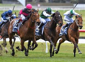 MELBOURNE, AUSTRALIA - SEPTEMBER 25: Craig Williams riding Sirileo Miss winning Race 2, the Ive Print Handicap, during Melbourne Racing at Sandown Racecourse on September 25, 2021 in Melbourne, Australia. (Photo by Vince Caligiuri/Getty Images)