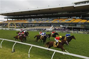 SYDNEY, AUSTRALIA - SEPTEMBER 25: Tim Clark on In The Congo wins race 8 the XXXX Golden Rose during Sydney Racing on Golden Rose Day at Rosehill Gardens on September 25, 2021 in Sydney, Australia. (Photo by Mark Evans/Getty Images)