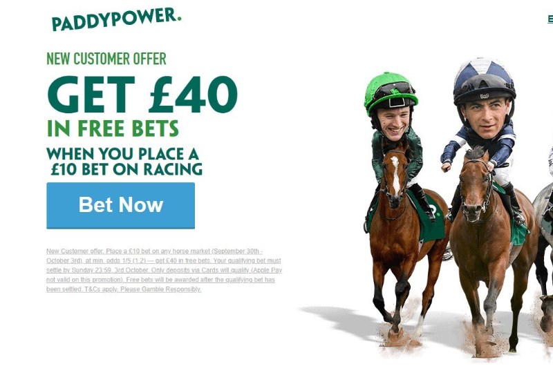 Paddy Power Racing Offer Bet £10 Get £40