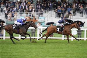 ASCOT, ENGLAND - OCTOBER 02: Adam Kirby riding Tis Marvellous win The Oakman Group Rous Stakes at Ascot Racecourse on October 02, 2021 in Ascot, England. (Photo by Alan Crowhurst/Getty Images)