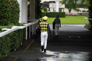 ASCOT, ENGLAND - OCTOBER 02: A general view as jockeys return to the weighing room at Ascot Racecourse on October 02, 2021 in Ascot, England. (Photo by Alan Crowhurst/Getty Images)