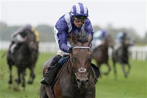 ASCOT, ENGLAND - OCTOBER 02: Jim Crowley riding Hukum win The ABF/BGC Cumberland Lodge Stakes at Ascot Racecourse on October 02, 2021 in Ascot, England. (Photo by Alan Crowhurst/Getty Images)