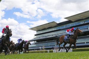 SYDNEY, AUSTRALIA - OCTOBER 02: Andrew Adkins on Fox Fighter wins race 1 the Midway Handicap during Sydney Racing on Epsom Day at Royal Randwick Racecourse on October 02, 2021 in Sydney, Australia. (Photo by Mark Evans/Getty Images)