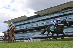SYDNEY, AUSTRALIA - OCTOBER 02: Tommy Berry on Wairere Falls wins race 4 the TAB handicap during Sydney Racing on Epsom Day at Royal Randwick Racecourse on October 02, 2021 in Sydney, Australia. (Photo by Mark Evans/Getty Images)