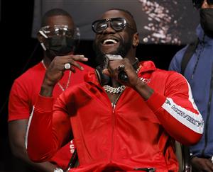 LAS VEGAS, NEVADA - OCTOBER 06: Deontay Wilder speaks during a news conference at MGM Grand Garden Arena on October 6, 2021 in Las Vegas, Nevada. Wilder will challenge WBC heavyweight champion Tyson Fury for his title on October 9 at T-Mobile Arena in Las Vegas. (Getty Images)