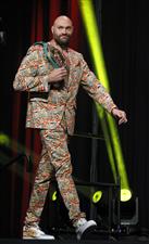 LAS VEGAS, NEVADA - OCTOBER 06: WBC heavyweight champion Tyson Fury arrives a news conference at MGM Grand Garden Arena on October 6, 2021 in Las Vegas, Nevada. Fury will defend his title against Deontay Wilder on October 9 at T-Mobile Arena in Las Vegas. (Getty Images)
