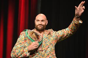 British champion boxer Tyson Fury attends a press conference for his WBC heavyweight championship fight against challenger US boxer Deontay Wilder, October 6, 2021 at the MGM Grand Garden Arena in Las Vegas, Nevada ahead of their October 9, 2021 fight. (Getty Images)