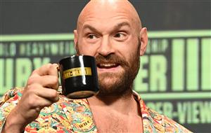 WBC heavyweight boxing champion Tyson Fury of Great attends a news conference at the MGM Grand Garden Arena on October 6, 2021 in Las Vegas, Nevada. - Fury will defend his title against US challenger Deontay Wilder on October 9, 2021 at T-Mobile Arena in Las Vegas. (Getty Images)