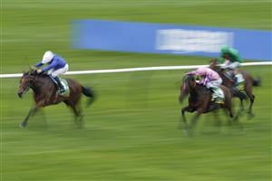 NEWMARKET, ENGLAND - OCTOBER 08: William Buick riding Siskany (L) win The bet365 Old Rowley Cup Handicap at Newmarket Racecourse on October 08, 2021 in Newmarket, England. (Photo by Alan Crowhurst/Getty Images)