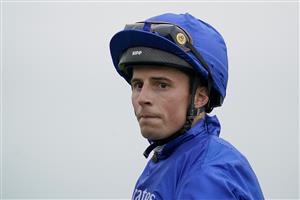 NEWMARKET, ENGLAND - OCTOBER 08: William Buick poses at Newmarket Racecourse on October 08, 2021 in Newmarket, England. (Photo by Alan Crowhurst/Getty Images)