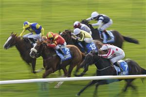 NEWMARKET, ENGLAND - OCTOBER 09: Callum Shepherd riding She Do (C, yellow) win The Dubai British EBF Boadicea Stakes at Newmarket Racecourse on October 09, 2021 in Newmarket, England. (Photo by Alan Crowhurst/Getty Images)
