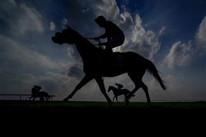 NEWMARKET, ENGLAND - OCTOBER 09: A general view as runners ease down after finishing The Dubai Nursery at Newmarket Racecourse on October 09, 2021 in Newmarket, England. (Photo by Alan Crowhurst/Getty Images)