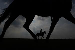 NEWMARKET, ENGLAND - OCTOBER 09: A general view as runners make their return after finishing The Dubai Nursery at Newmarket Racecourse on October 09, 2021 in Newmarket, England. (Photo by Alan Crowhurst/Getty Images)