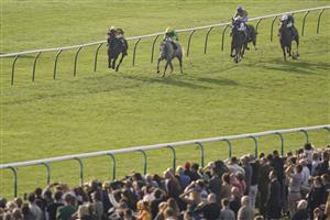 NEWMARKET, ENGLAND - OCTOBER 09: Oisin Murphy riding Buzz (green) win The Together For Racing International Cesarewitch Handicap at Newmarket Racecourse on October 09, 2021 in Newmarket, England. (Photo by Alan Crowhurst/Getty Images)