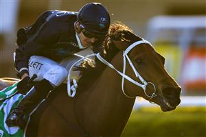 SYDNEY, AUSTRALIA - OCTOBER 09: Jason Collett on Leo wins race 10 the Dyson Sprint during Sydney Racing at Royal Randwick Racecourse on October 09, 2021 in Sydney, Australia. (Photo by Mark Evans/Getty Images)
